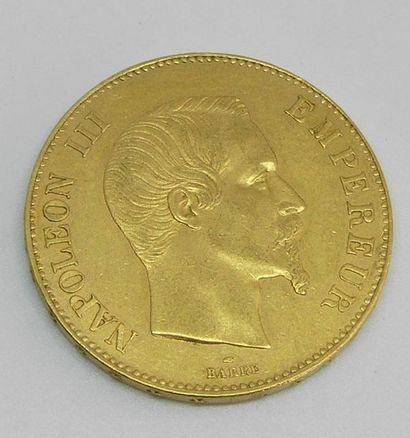 null PIECE de 100 francs or Napoléon III non lauré 1858. Poids 32,4 g