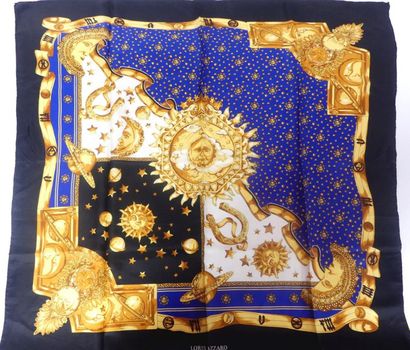 null Loris AZZARO. Foulard de soie à décor de thème astral.