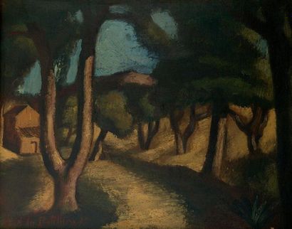 null Amédée DE LA PATELLIERE (1890-1932) Paysage aux grands arbres. Huile sur toile...