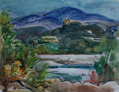 null André PLANSON (1898-1981) Paysage de Provence. Aquarelle signée, sitée bord...
