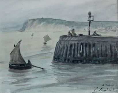 null Pierre Olivier DUBAUT (1886-1968) Le Tréport. Aquarelle signée et située en...