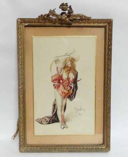 null H.GERBAULT (1863-1930), Projet de costume, aquarelle sur papier signée en bas...