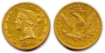null USA. 10 Dollars or « Liberty » 1894 O = (16,69 g) Nouvelle Orléans (107.500ex)...