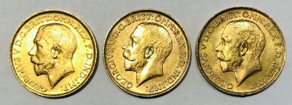 null Trois SOUVERAINS en or George V, 1911, 12 et 25.