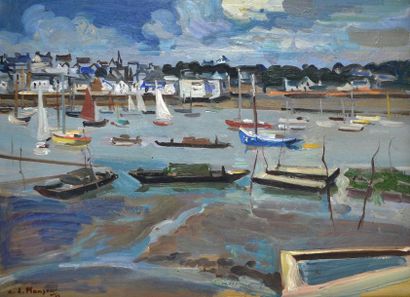 null André PLANSON (1898-1981) Port breton, 1955. Huile sur toile signée et datée...