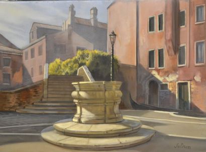 null Daniel SOLNON (1943) Le puits Vénitien. Huile sur toile signée en bas à droite....