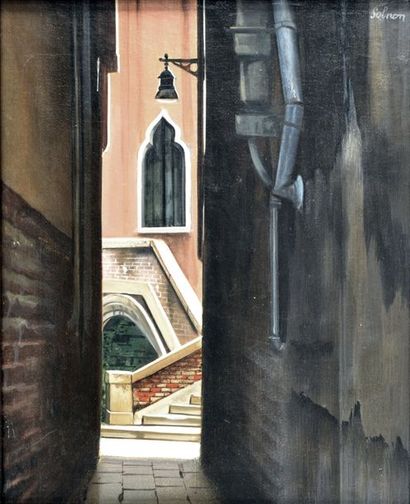 null Daniel SOLNON (1943) Venise, l'ouverture. Huile sur toile marouflée sur panneau...
