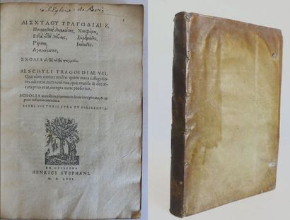 null ESCHYLE, Aeschyli tragoediae VII, Henrici Stephani, 1566, première édition complète...