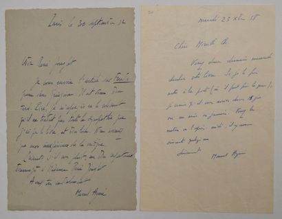 null AYME (Marcel) écrivain et scénariste français (1902-1967) 2 lettres autographes...