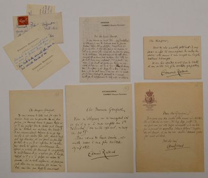 null ROSTAND (Edmond) poète et dramaturge français (1868-1918) 5 lettres autographes...
