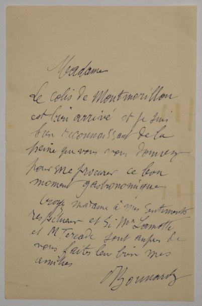 null BONNARD (Pierre) peintre français (1867-1947) Lettre autographe signée à une...