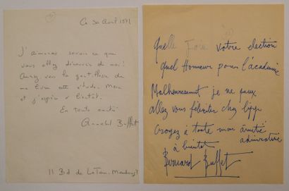 null BUFFET (Bernard) peintre expressionniste français (1928-1999) Lettre autographe...