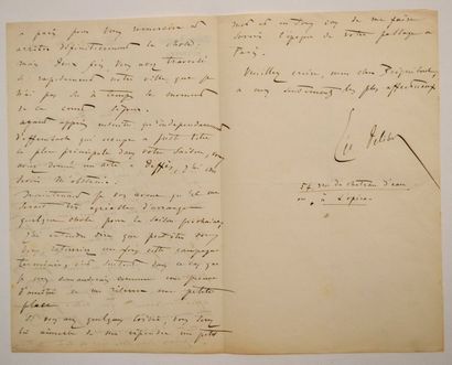 null DELIBES (Léo) compositeur français (1836-1891) Lettre autographe signée à son...