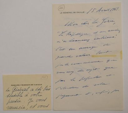 null DE GAULLE (Charles) militaire et homme d'Etat français (1890-1970) Lettre autographe...
