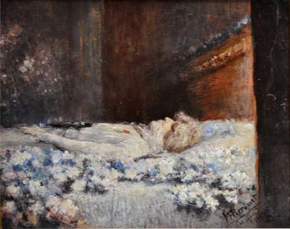 null [Sarah BERNHARDT] - Maurice PERRONNET (peintre français) (1877-1950) Huilesur...