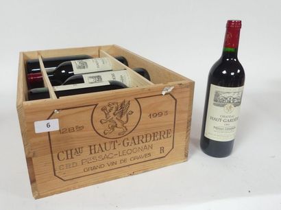 null 12 blles Château Haut-Gardere, Pessac Léognan 1993 caisse bois