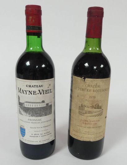 null Six bouteilles château LE TERTRE ROTEBOEUF 1976 et six bouteilles chateau MAYNE-VIEIL...