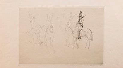 null Jean-Louis BOUSSINGAULT (1883-1943). Horses guards. Eau-forte signée et numérotée...