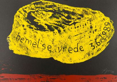 null Félix DROESE (né en 1950 ). "Hemelse vrede 3.6.1989". Estampe couleur sur papier...