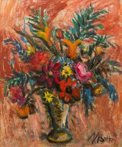 null Marcelle BOTTON (1900-1982). Bouquet de fleurs d'été. 1974. Huile sur toile...