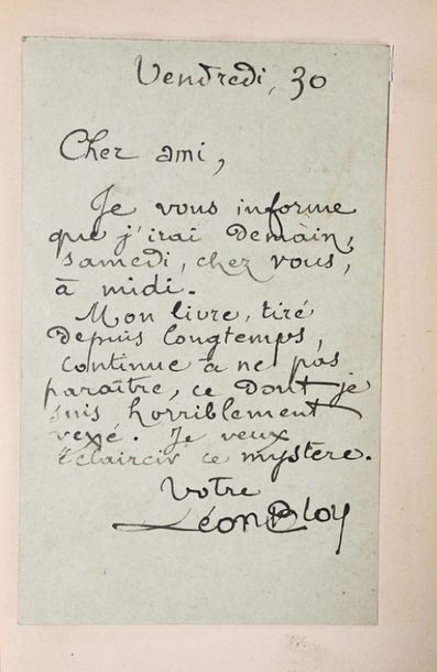 null BLOY (Léon). LE SANG DU PAUVRE. Paris, Juven, (1909). In-12, maroquin chocolat,...