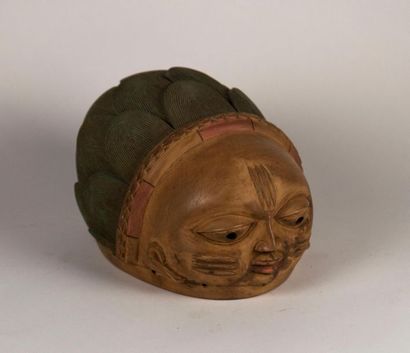 null Kifouli DOSSOU (born in 1978). Gélédé cemented mask in polychrome carved wood,...