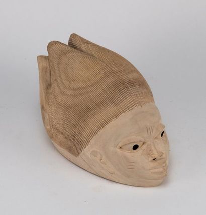 null Kifouli DOSSOU (born in 1978). Gélédé cemented mask in carved wood, signed and...
