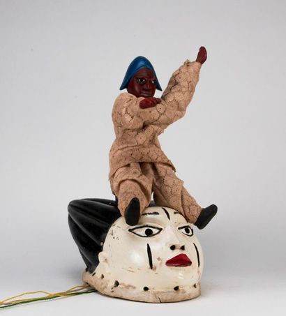 null Art africain contemporain - Kifouli DOSSOU? Masque Gélédé en bois sculpté polychrome...
