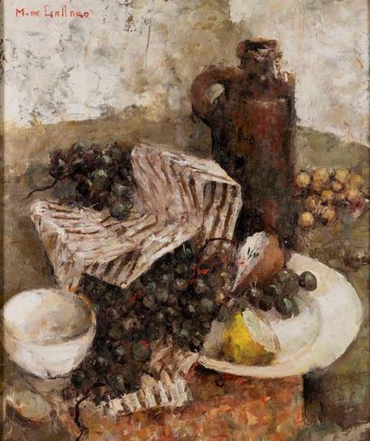 null Michel DE GALLARD (1921-2007). Still life with autumn fruits. Oil on canvas...