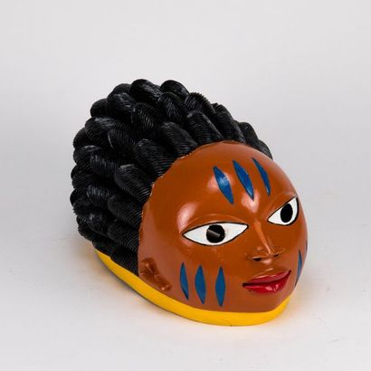 null Art africain contemporain - Kifouli DOSSOU? Masque Gélédé en bois sculpté polychrome....
