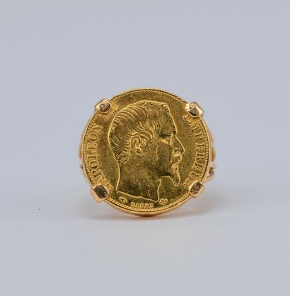 null 20 FF coin or Napoleon III coin from 1856 mounted on an 18K yellow gold coin...