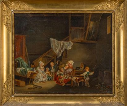 null French school of the late 18th century, in the spirit of Greuze. Women and children...