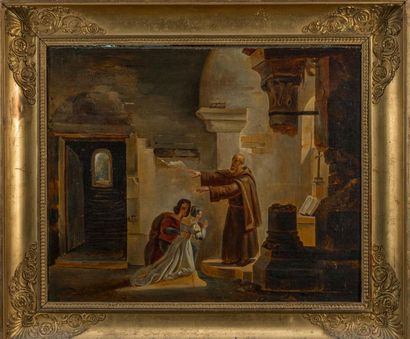 null French school of the 19th century. The secret marriage. Oil on canvas (canvas)....