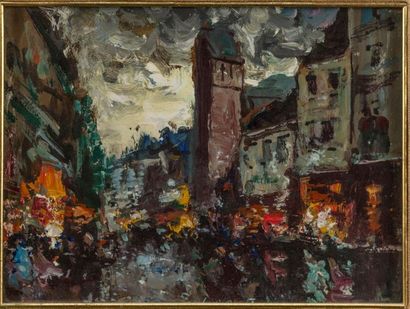 null Merio AMEGLIO (1897-1970). View of Paris. Oil on isorel panel signed at the...