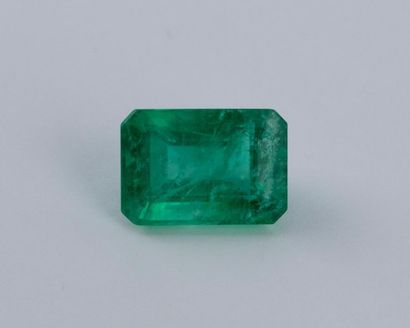 null Large rectangular emerald, on paper, weighing 5.88 carats. Emerald has a deep...