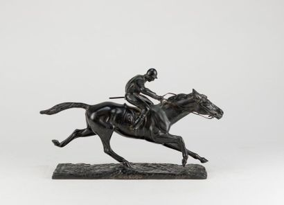 null Irénée ROCHARD (1906-1984). The jockey. Bronze with brown patina, signed. H:...