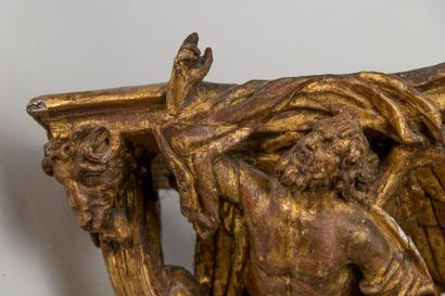 null Gilded wood wall bracket, late 17th - early 18th century. Chronos H: 44 cm....