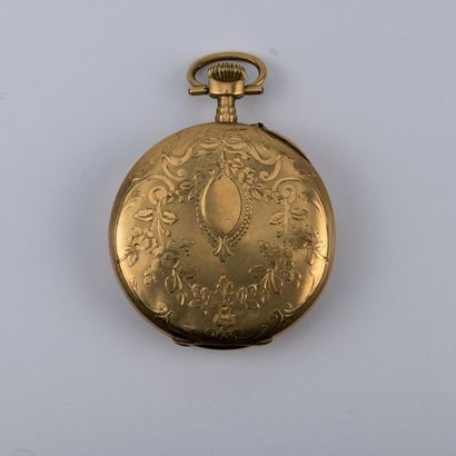 null Pocket watch in chiselled yellow gold, second hand at 6pm, circa 1900. Diameter:...