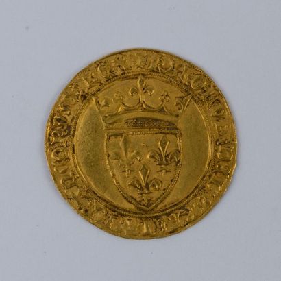 null CHARLES VI Gold shield to the crown (1385)
A/ French shield crowned 
R/ flowered...