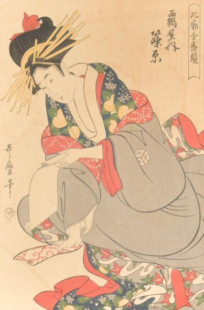 null Kitagawa Utamaro (1753-1806)
Femme à la lettre 
37 x 25 cm à vue
Sous verre,...