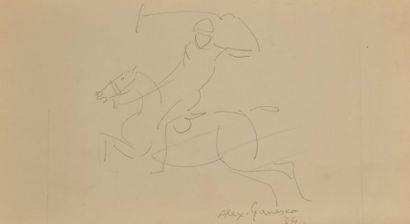 null Alexandre GANESCO (1910-1979). Etude pour le joueur de polo. Crayon sur papier...