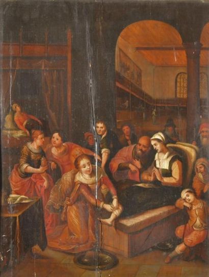 null Ecole flamande vers 1620. Sainte-Elisabeth de Hongrie soignant les malades à...