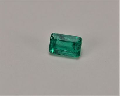 null Emeraude taille rectangle à pans coupés, pesant 4,08 carats, origine Colombie...