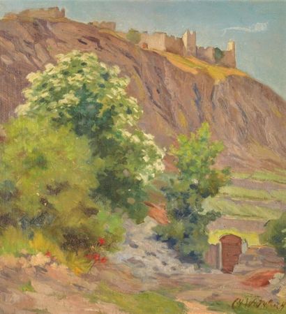 null Charles WUTHRICH (1875-1967). Paysage d'Algérie. Huile sur carton signée en...