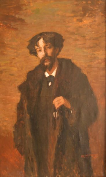 null Jean-Gabriel DOMERGUE (1889-1962). Portrait présumé d'Alphonse Daudet. Huile...