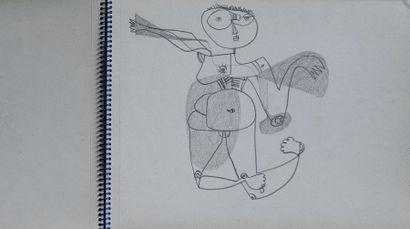 null André MATHIAU (1933-2013).
Carnet de dessins, 20 études préparatoires au crayon...