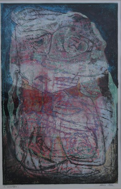 null Henri REN (born in 1930). 
 Abstract composition. 
Monotype signed lower right...