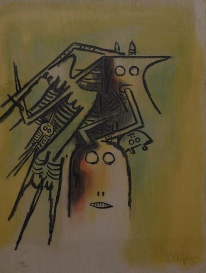 null Wilfredo LAM (1902-1982). 
"Pleni Luna". 
Lithographie couleur signée et numérotée...