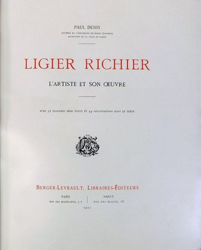 null DENIS (Paul) - LIGIER RICHIER, l'artiste et son œuvre. Paris-Nancy. Berger-Levrault....