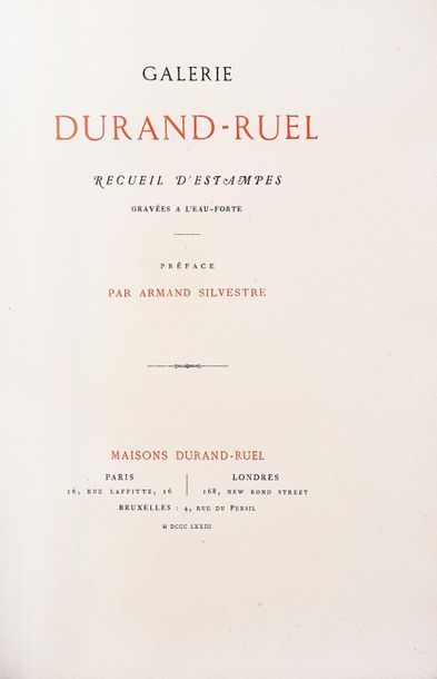 null DURAND-RUEL Galerie. RECUEIL D'ESTAMPES GRAVEES A L'EAU-FORTE. Préface par Armand...